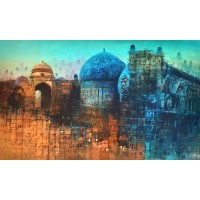 A. Q. Arif, 24 x 42 Inch, Oil on Canvas, Cityscape Painting, AC-AQ-514